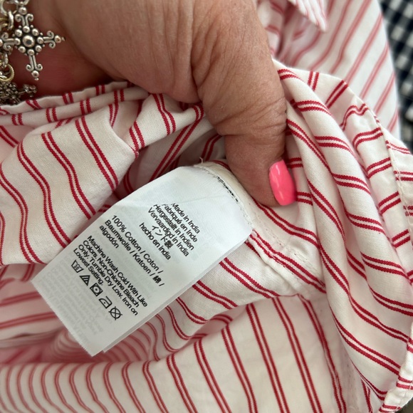 J. Crew E’tienne Cropped White & Red Striped Shirt - Picture 10 of 11